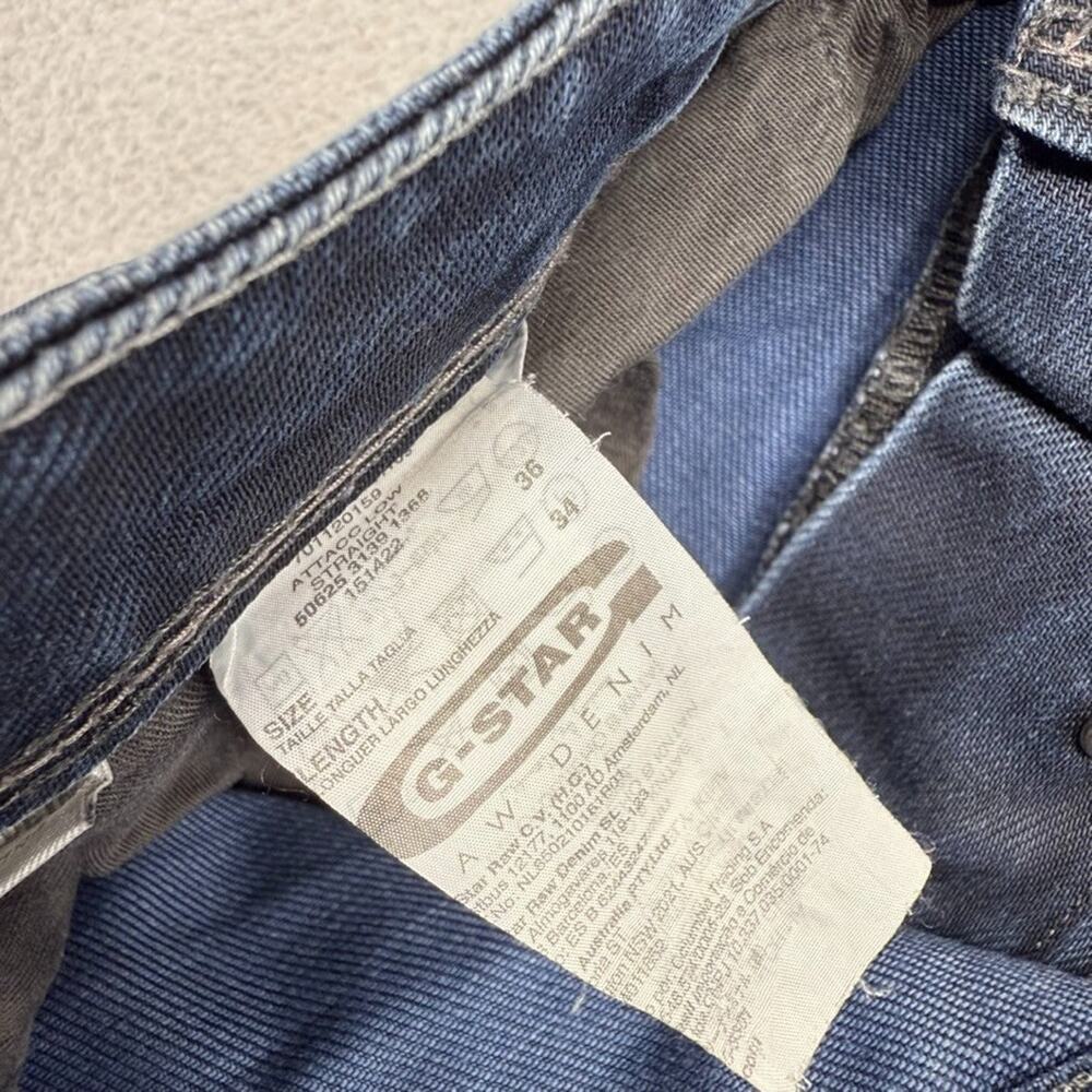G Star Jeans Men's 36x34 Fits 36x32 Blue Denim Dark Wash Attacc Low Straight y2k - Picture 11 of 12